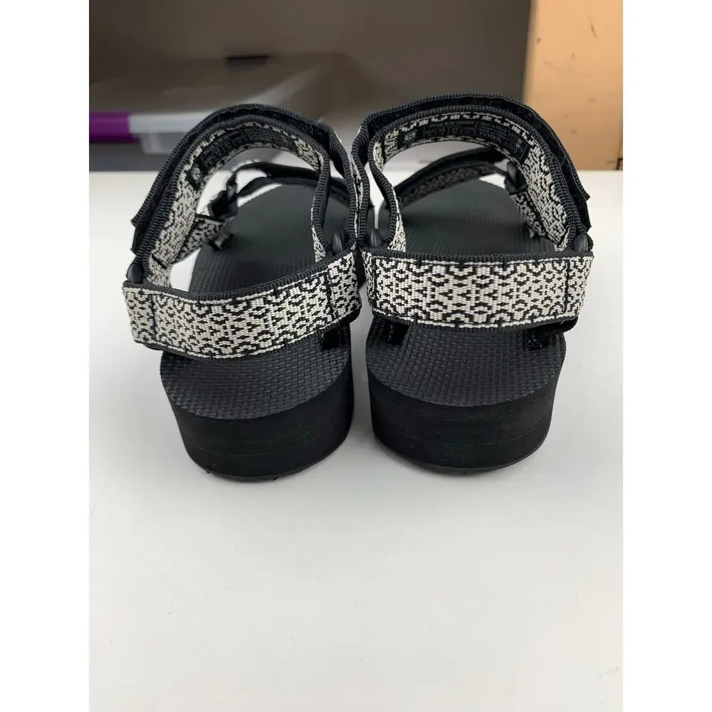 Teva Midform Universal Sandals Black White Strappy Platform Women's 6 Casual